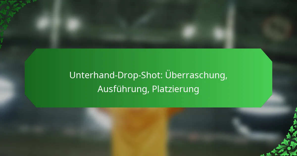 Unterhand-Drop-Shot: Überraschung, Ausführung, Platzierung