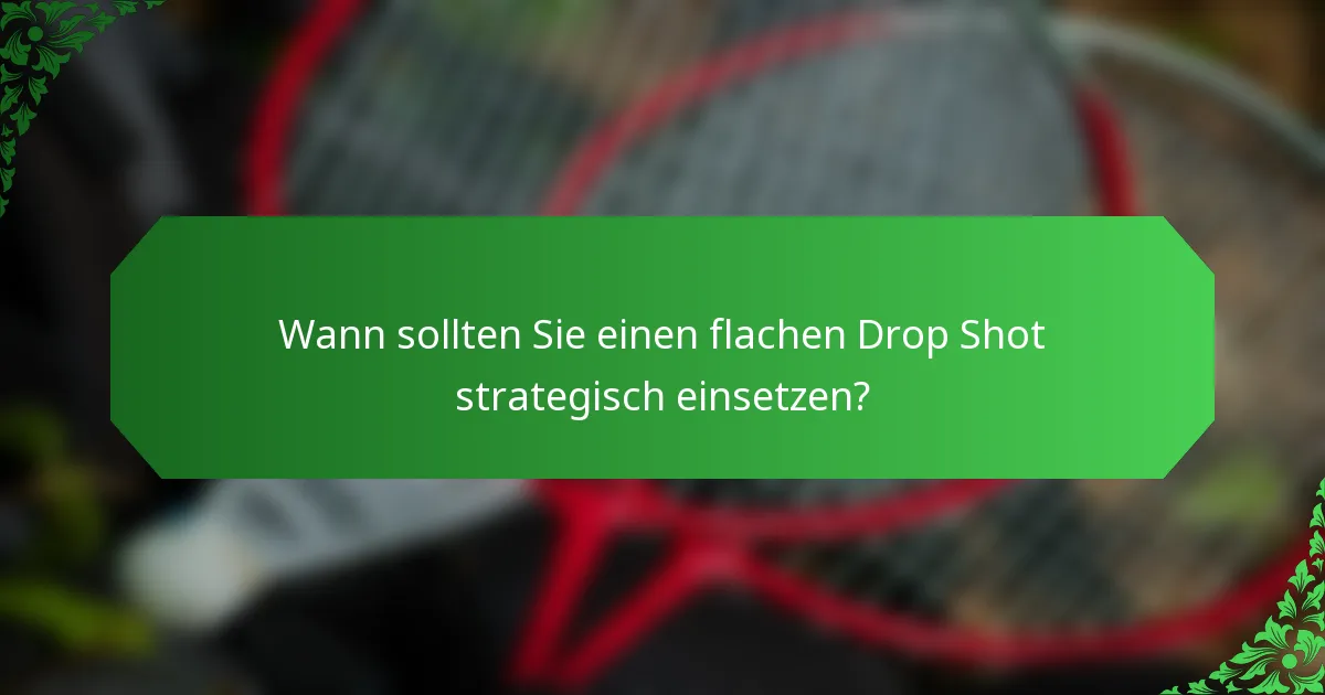 Wann sollten Sie einen flachen Drop Shot strategisch einsetzen?