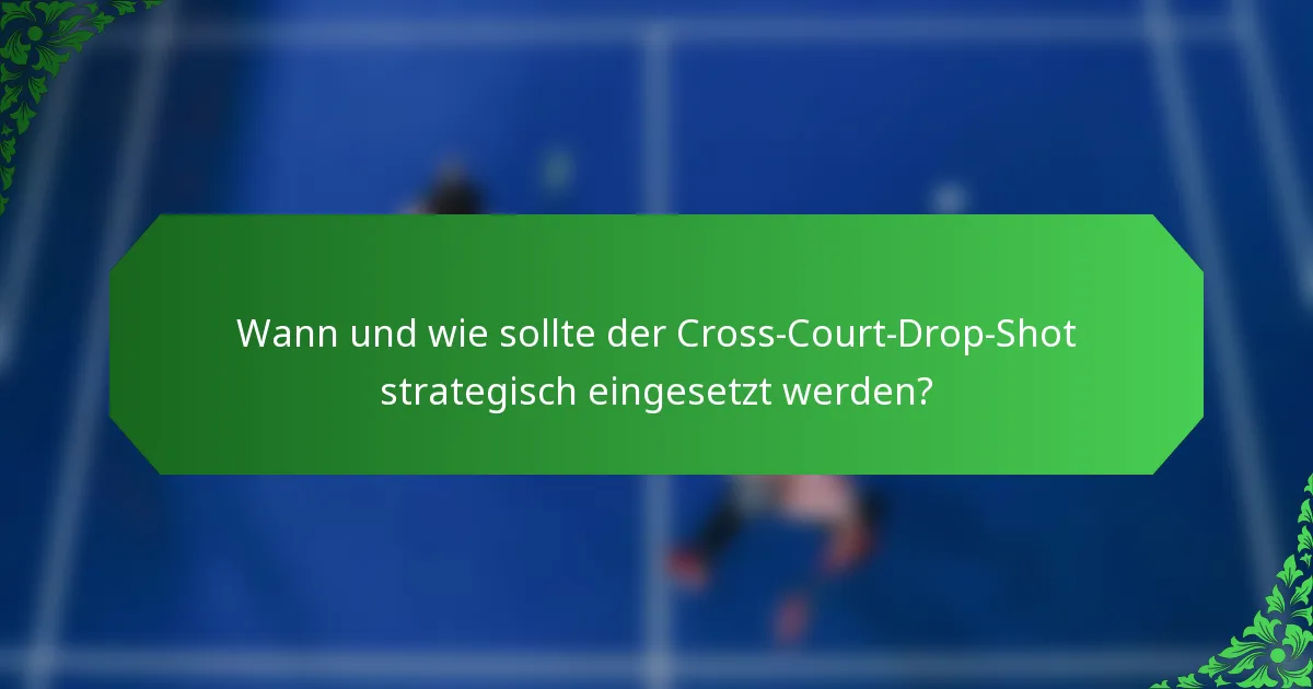 Wann und wie sollte der Cross-Court-Drop-Shot strategisch eingesetzt werden?