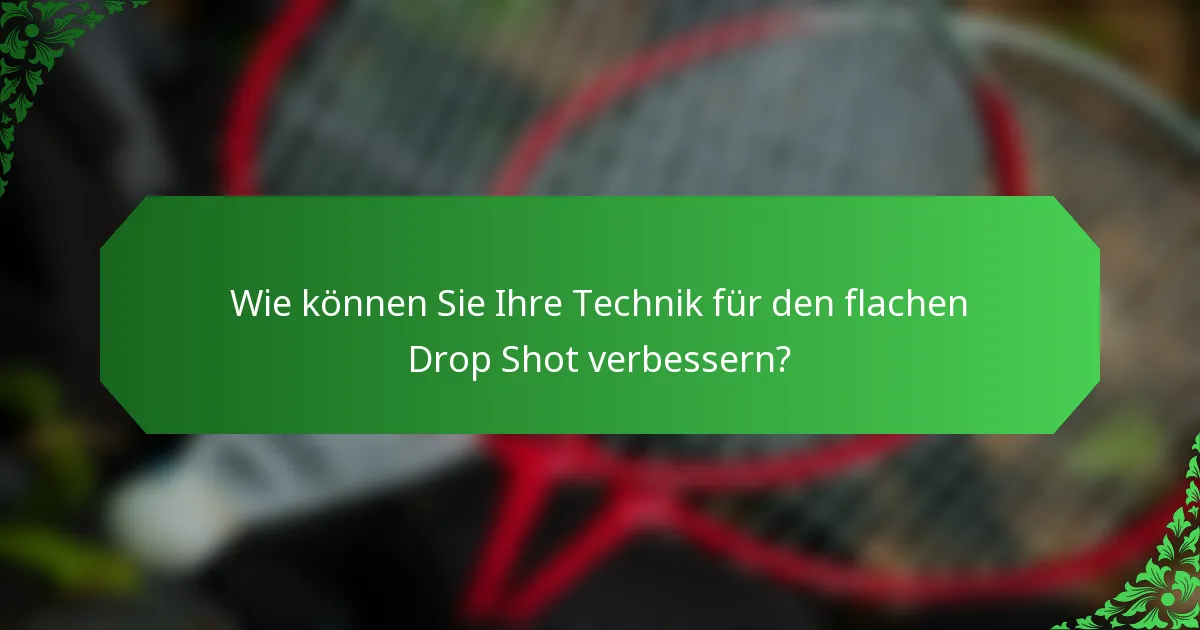 Wie können Sie Ihre Technik für den flachen Drop Shot verbessern?